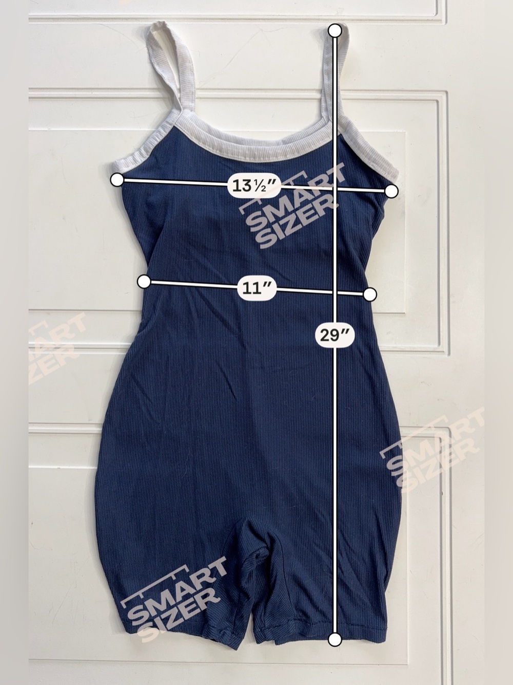 Skims Women’s Sz S Blue White Trim Ribbed Romper Bodysuit - Picture 4 of 6